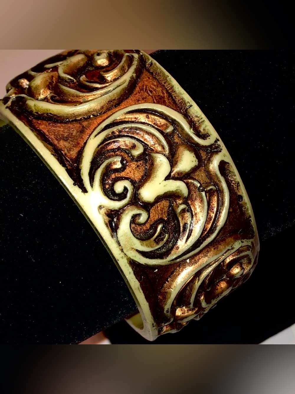 BANGLE BRACELET | Vintage Boho Aged Bronze Chunky Style | Neutral Tones | Unisex - Picture 4 of 12